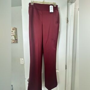 Express high rise boot cut pants for women in burgundy
